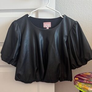 Show Me Your MuMu Black Faux Leather Crop Top